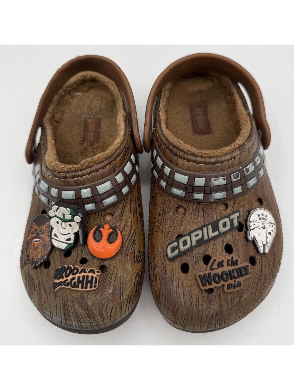 Star Wars X Crocs Chewbacca Classic Lined Clogs Youth Size 1 Brown Wookie GUC